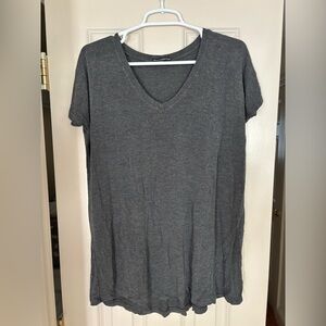 Brandy Melville Dark Gray Oversized V-Neck Sleep Shirt – Soft Casual Lounge Tee